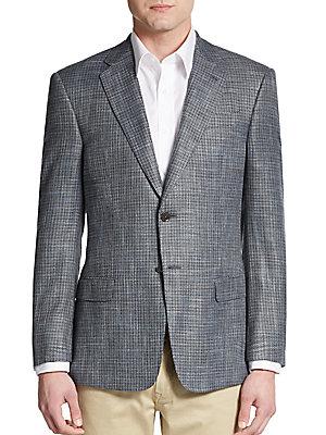 Armani Collezioni Regular-fit Textured Check Sportcoat