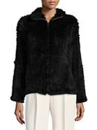 Adrienne Landau Knitted Rabbit Fur Jacket