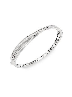 Saks Fifth Avenue Diamond & 14k White Gold Overlapped Bangle Bracelet