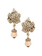 Heidi Daus Goldtone & Crystal Leaf Drop Earrings