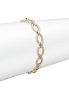 Saks Fifth Avenue 14k Yellow And White Gold Two-tone Oval Twist Link Bracelet