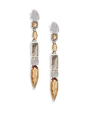 Stephen Dweck Crystal Quartz & Sterling Silver Linear Earrings