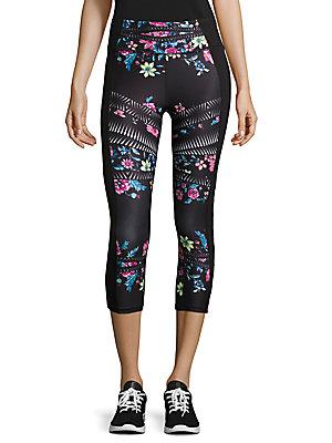 Betsey Johnson Floral Cutout Cropped Leggings