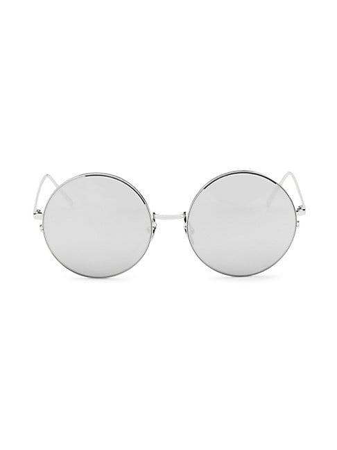 Linda Farrow 343 C4 Round Mirrored Sunglasses