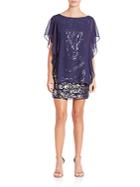 Laundry By Shelli Segal Sequined Chiffon-overlay Dress
