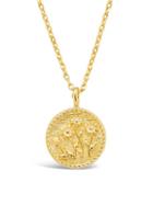 Sterling Forever 14k Gold Vermeil Engraved Wild Flower Medallion Necklace