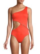 Red Carter Asymmetric 1-piece Swimsuit