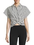 T By Alexander Wang Twisted Front Striped Shirt