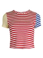 Alice + Olivia Alder Striped Cropped T-shirt