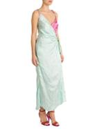 Attico Bicolor Floral Jacquard Slip Dress