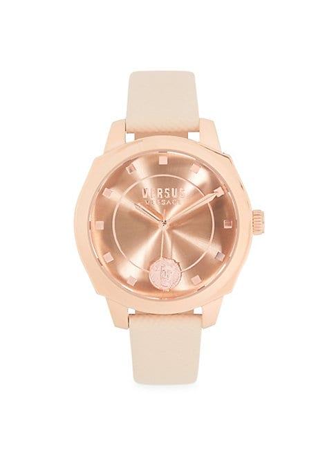 Versus Versace Rose Goldtone Stainless Steel & Leather-strap Watch
