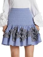 Alexis Barbara Daly Ruffle Gingham Cotton Skirt