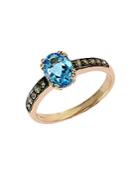 Effy Bleu Rose 14 Kt. Rose Gold Blue Topaz And Diamond Ring