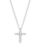 Effy 14k White Gold & 0.22 Tcw Diamond Cross Pendant Necklace