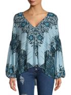 Free People Birds Of A Feather Printed High-low Top