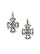 Freida Rothman Classic Cubic Zirconia And Sterling Silver Open Pave Maltese Leverback Earrings
