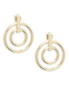 Saks Fifth Avenue Made In Italy 14k Gold Hollow Double Circle Drop Earrings