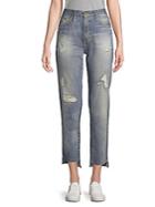 Ag Adriano Goldschmied Distressed High-rise Cotton Jeans