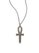 Bavna Diamond & Sterling Silver Cross Pendant Necklace