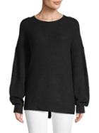 Saks Fifth Avenue Black Oversized Crewneck Sweater