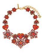 Oscar De La Renta Red And Purple Crystal Star And Heart Statement Necklace
