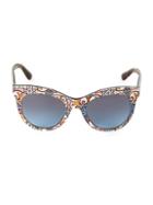 Dolce & Gabbana 51mm Floral Tile Print Square Sunglasses