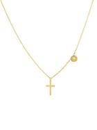 Saks Fifth Avenue 14k Yellow Gold Cross & Cutout Disc Pendant Necklace