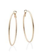 Saks Fifth Avenue June 2016 Thin Textured Hoop Earrings/1.25