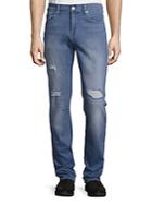 7 For All Mankind Slimmy Slim Straight-leg Distressed Jeans
