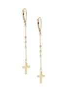 Saks Fifth Avenue 14k Tri-tone Gold Cross Drop Earrings