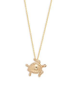 Effy Tortoise Diamond And 14k Yellow Gold Pendant Necklace