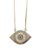 Eye Candy La Luxe 14k Goldplated Sterling Silver & Crystal Evil Eye Pendant Necklace