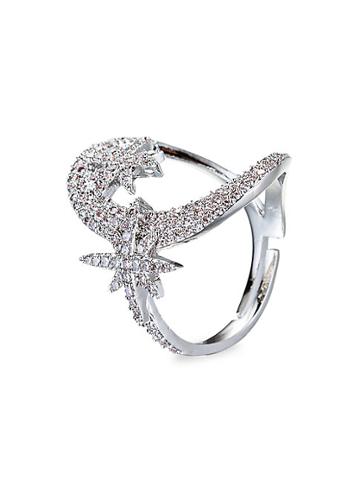 Eye Candy La The Luxe Moon Star Silvertone & Pav&eacute; Crystal Adjustable Ring