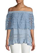 Lumie Lace-trimmed Off-the-shoulder Top