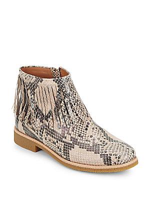 Kate Spade New York Betsie Too Fringed Snake-embossed Leather Ankle Boots