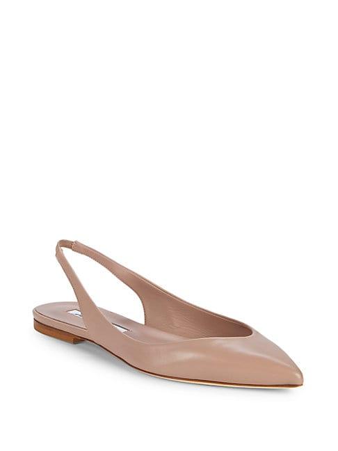 Brian Atwood Point-toe Leather Slingback Flats