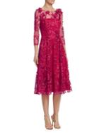 Theia Floral Embroidered Dress