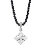 King Baby Studio Sterling Silver & Onyx Bead Cross Pendant Necklace
