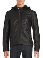 Cole Haan Hooded Leather Jacket