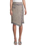 Milly Tweed Fringe Midi Skirt