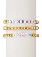 Eye Candy La Strength Focus Alphabet Bead & 18k Gold Plated Bracelet Set