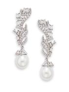 Saks Fifth Avenue 15mm Round Freshwater Pearl & Crystal Drop Earrings