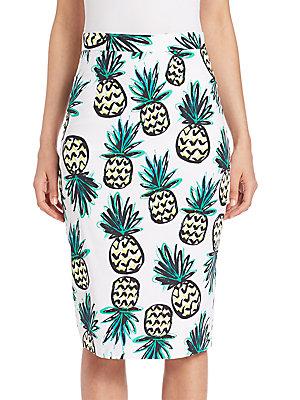 Milly Pineapple Print Pencil Skirt
