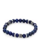 Saks Fifth Avenue Silvertone & Lapis Lazuli Beaded Bracelet