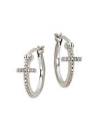 La Soula Sterling Silver & Diamond Cross Hoop Earrings