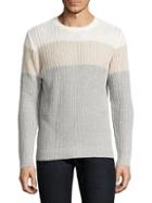 Eleventy Colorblock Cotton & Linen Rib-knit Sweater