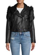 Blank Nyc Faux Fur-trimmed Faux Leather Moto Jacket