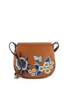 French Connection Katie Floral Leather Saddle Bag