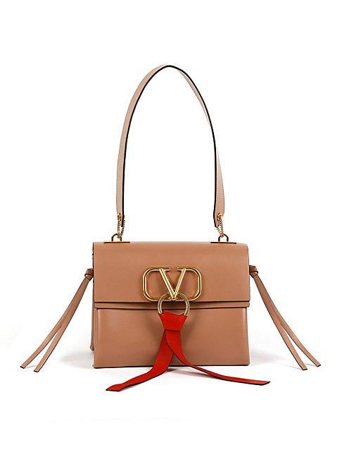 Valentino Garavani Small V-ring Leather Shoulder Bag