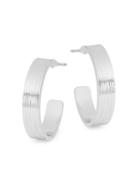 Ava & Aiden Textured Silvertone C-hoop Earrings
